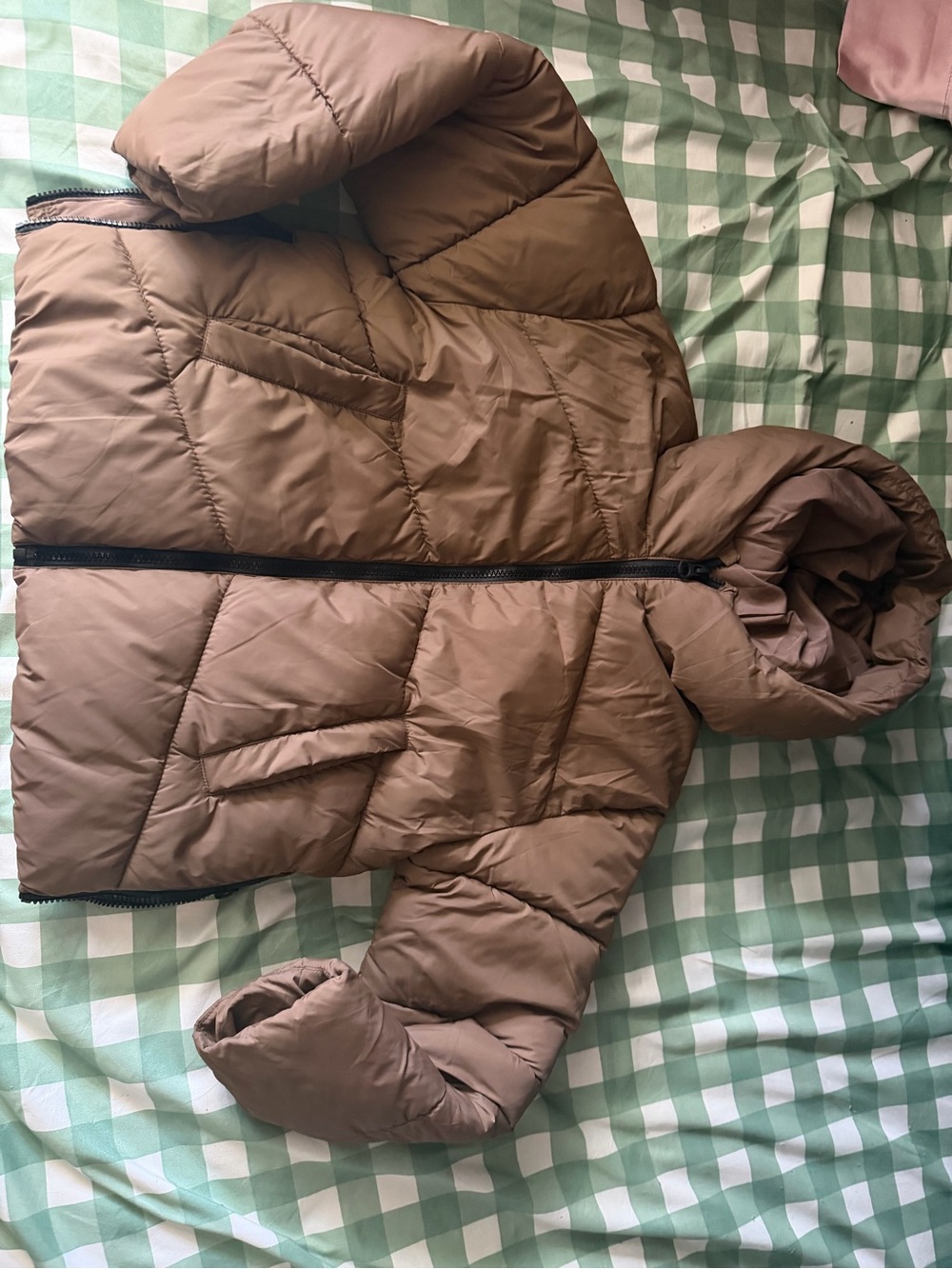 Zara Kids Taupe Brown Puffer Jacket with Hood